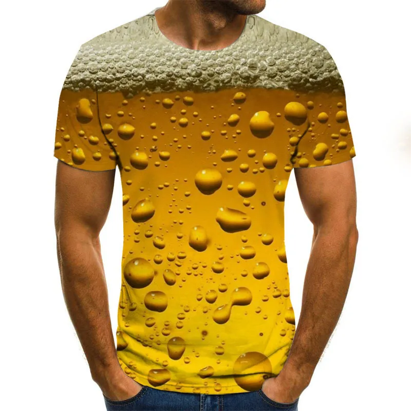 Beer 3D Printed T Shirt Men Funny Novelty T-shirt O-neck Short Sleeve Tops 2023 Summer Unisex Fashion Street Outfit Clothing