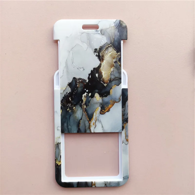 Marble Pattern Lanyard ID Badge Card Holder Office Worker Cardholder Cover Credit Card Case Card Protector Christmas Gift