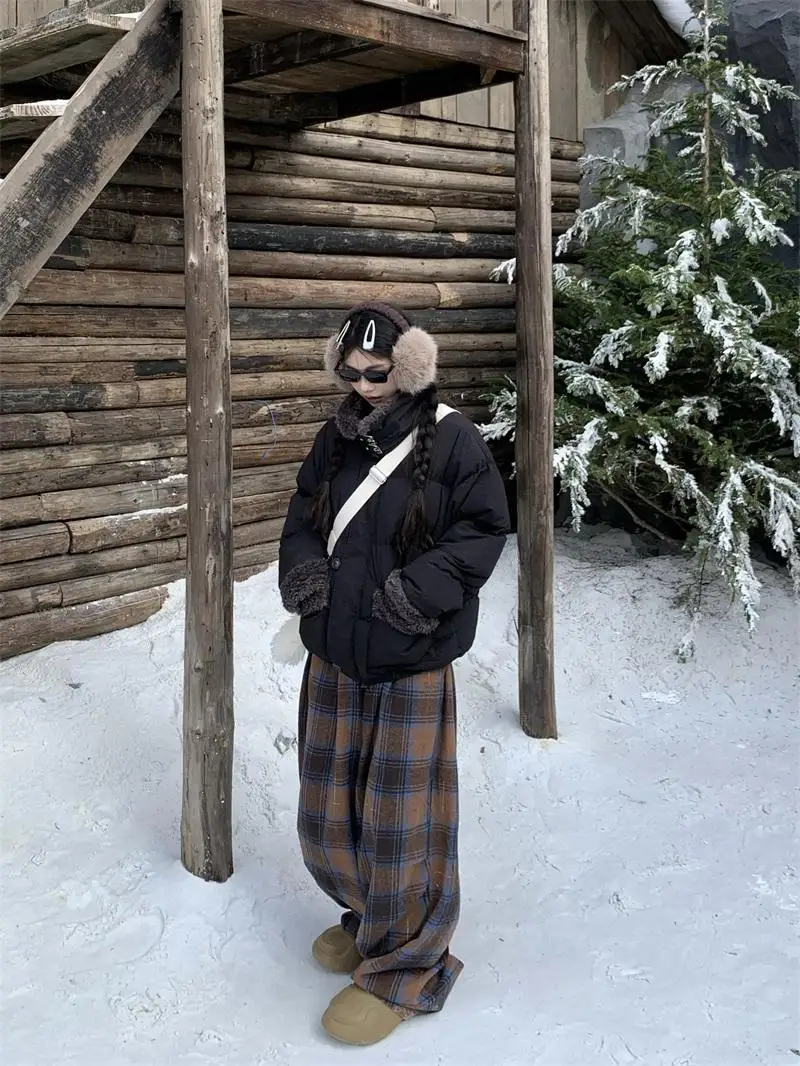 

Thiened Cotton Jaet Women's Winter Faion Loose Warm Bread Sle Coat Stand Collar Zipper Closure Long Sve Regular Le...