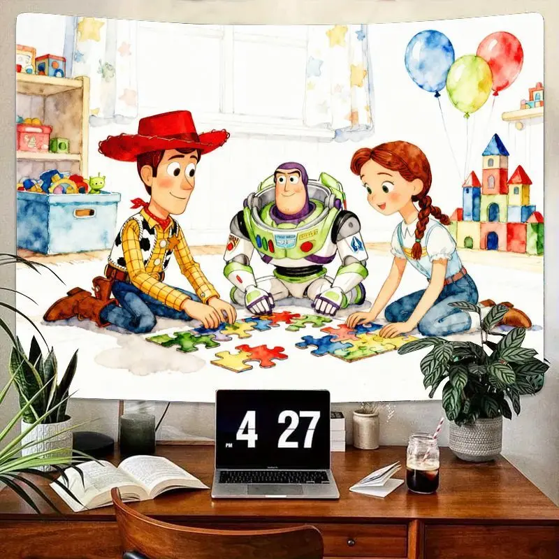 

1PC Toy Story Woody Buzz & Girl Jigsaw Puzzle Modern Polyester Tapestry Kids Room Wall Art Decor Gift for Fans