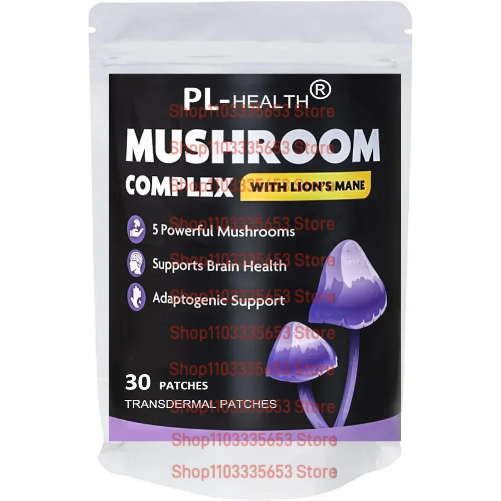 

30 патчей 5 в 1, полукомплексные промывочные патчи Lion's Mane, Chaga, Maitake, Shiitake, Reishi Focus и поддержка памяти