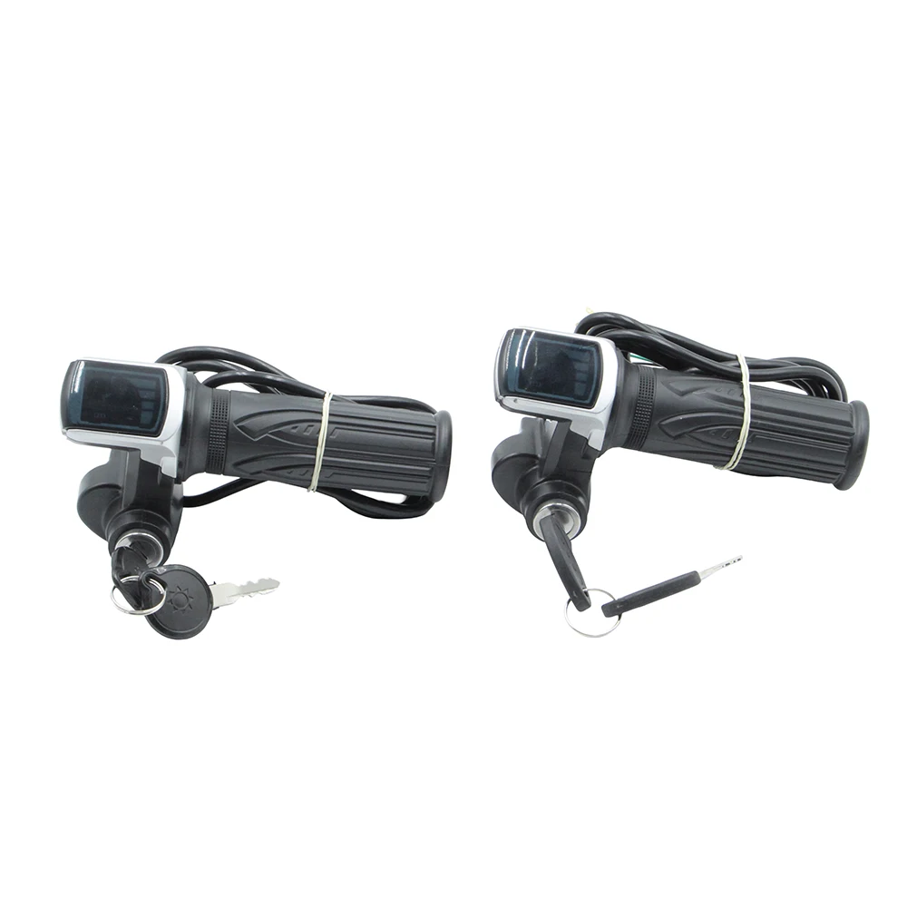 

24V-36V Electric Bike Throttle LCD Display Power Indicator Scooter Throttle Grip Speed Control Key Lock Throttle Accelerator