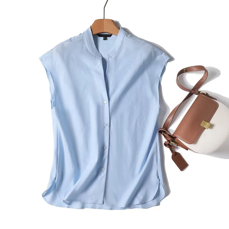

YENKYE New Minimalist Commuting Linen Sleeveless Shirt Women Front Button Casual Office Summer Blouse Chic Lady Shirts