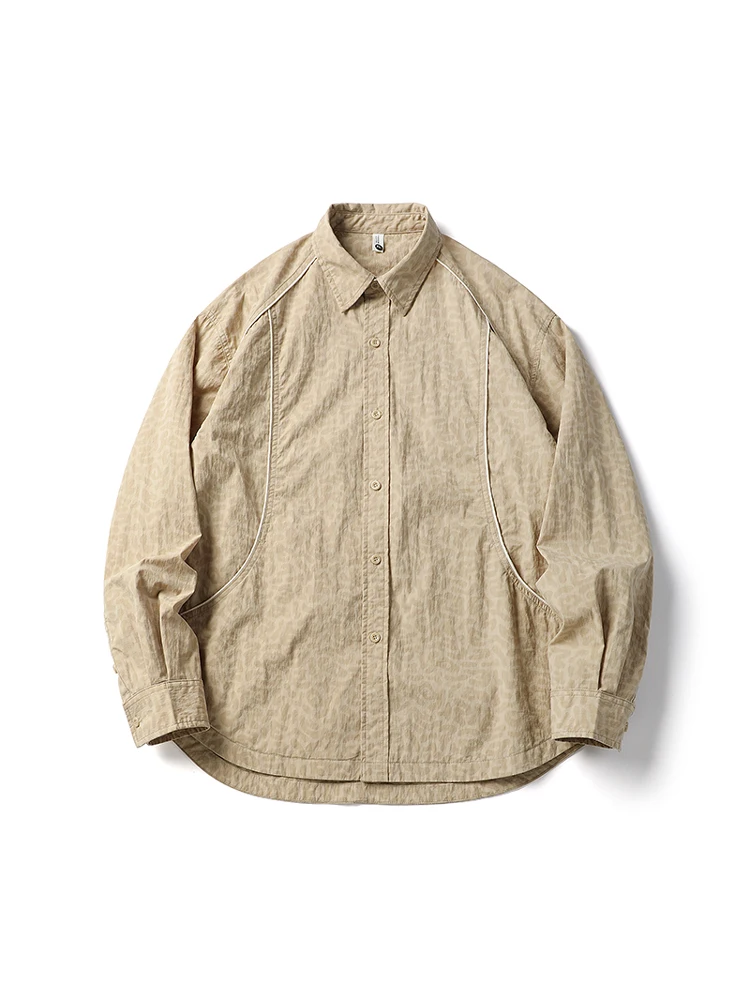 

Bla Armada Spring Summer Long Sve Leopard Print Collar Casual Jaet oulder Insert Splicing Youth ular Loose Fit irt