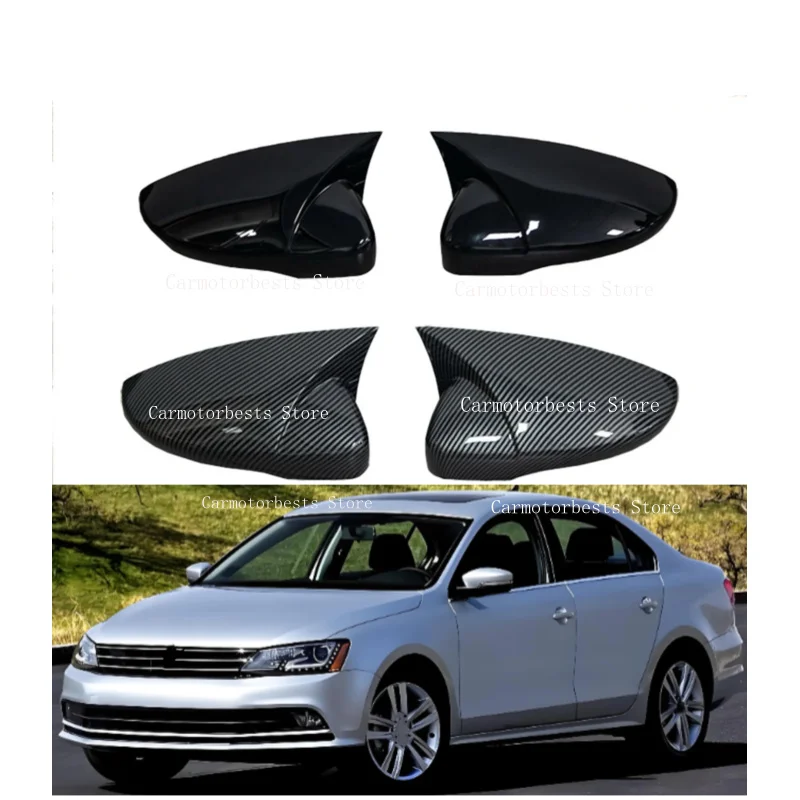 Rearview Side Mirror Cover Wing Cap  Fit For Volkswagen Jetta 2012 2013 2014 2015 2016 -2018Rear View Case Trim Carbon Fiber