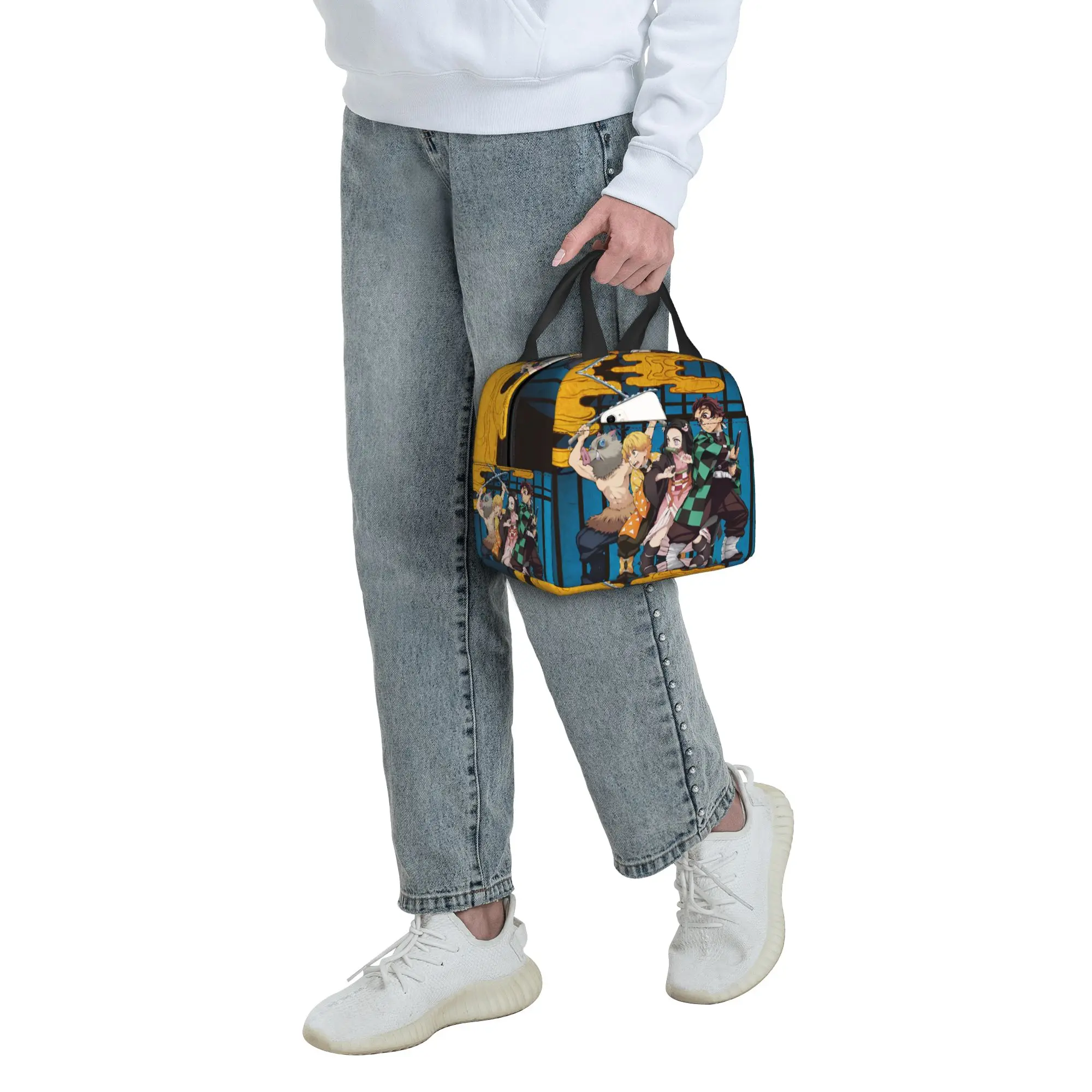 Custom Demon Slayers Insulated Lunch Tote Bag for Women Men Manga Resuable Thermal Cooler Food Lunch Box Work School Travel view 6