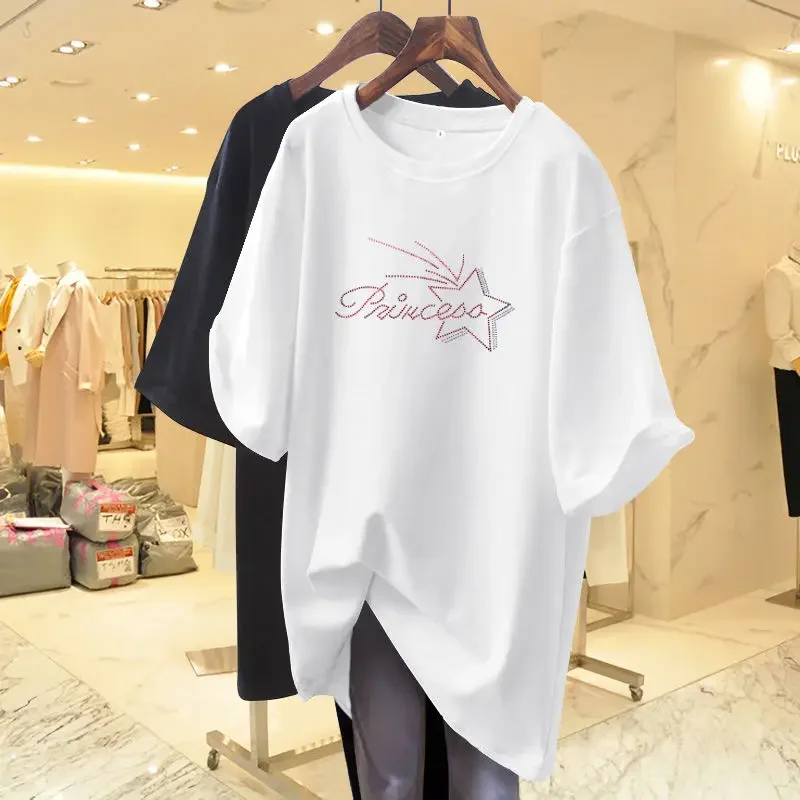 Chic Printed Basic Pure Cotton T-shirt Women Clothing Summer Short Sleeve Casual Loose Simple Fashion Pullovers