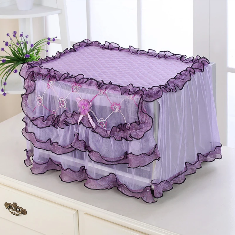 Microwave Dust Cover Rectangle Dustproof Oven Cover Lace Embroidered Appliances Protection Case Household Kitchen Accessory