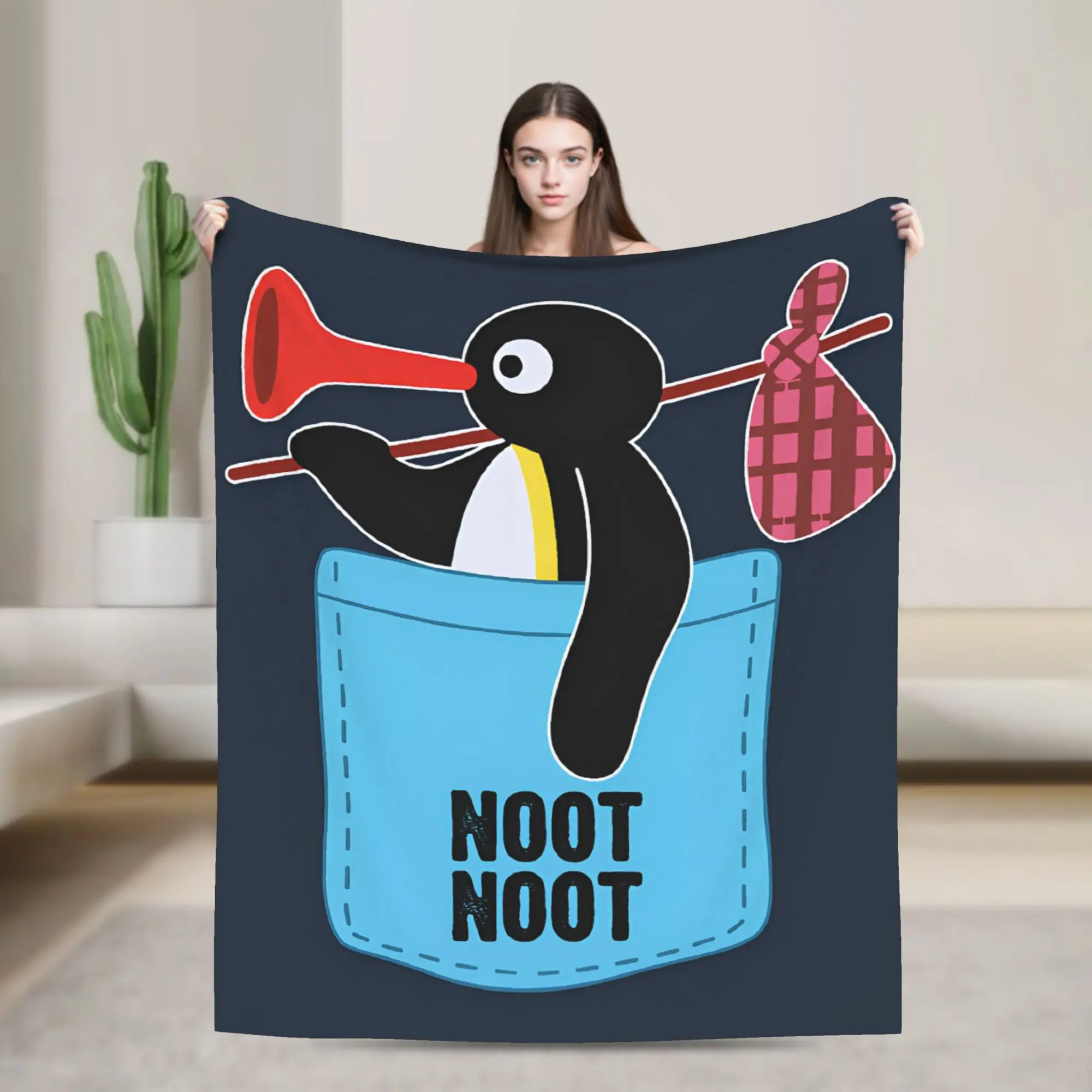 Pingus Blanket  Warm Soft Funny Plush Throw Blanket For Kids Couch Chair Sofa Bed Flannel Bedspread Bed Cover