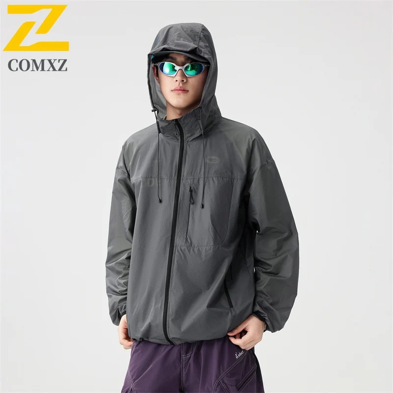 سترة بغطاء للرأس للحماية من الأشعة فوق البنفسجية للزوجين بعامل حماية من الأشعة فوق البنفسجية 50 + من الحرير الجليدي سريعة الجفاف للمشي لمسافات طويلة والمغامرات الخارجية ملابس واقية من الشمس #3