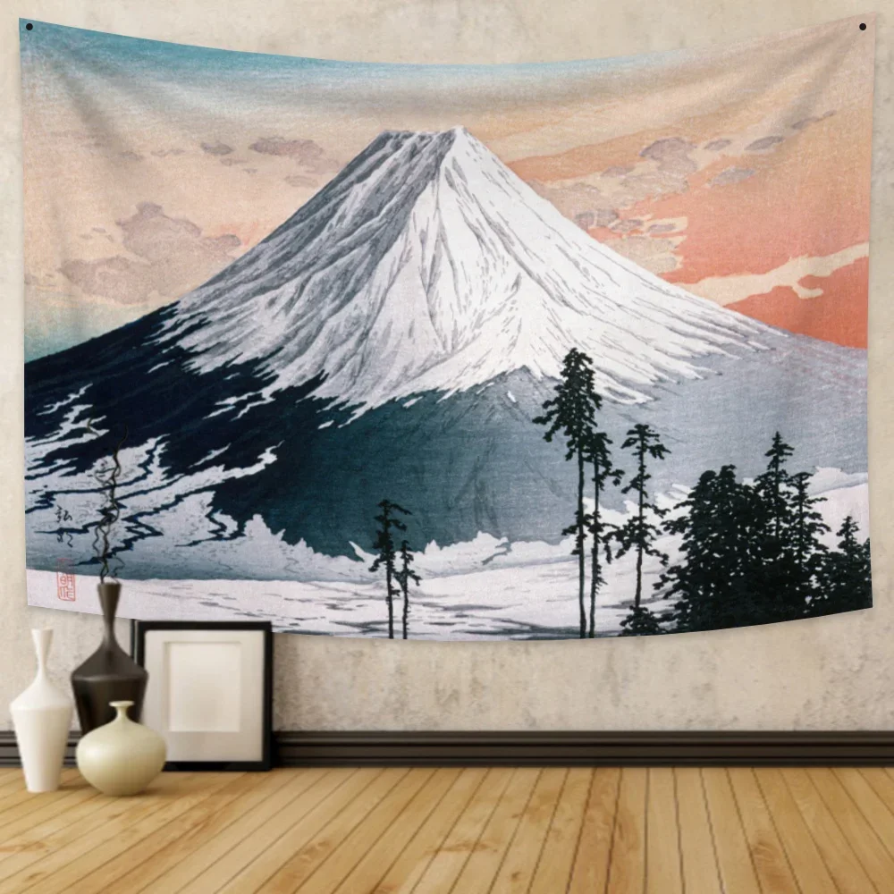 

Japan Mount Fuji Tapestry Japanese Landscape Ink Painting Wall Hanging Home Living Room Art Decor Blanket Background