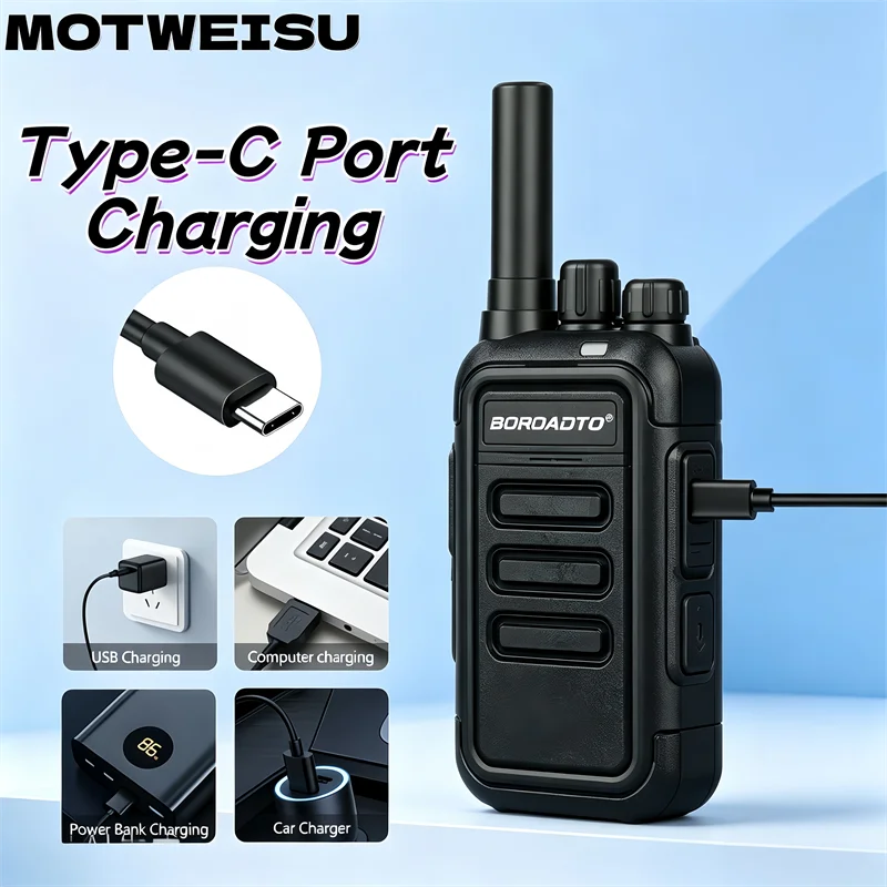 Walkie Talkie UHF 400-470MHz PMR446 16 Channels Long Range Rechargeable Handheld Two Way Radio with USB Charger for Camping
