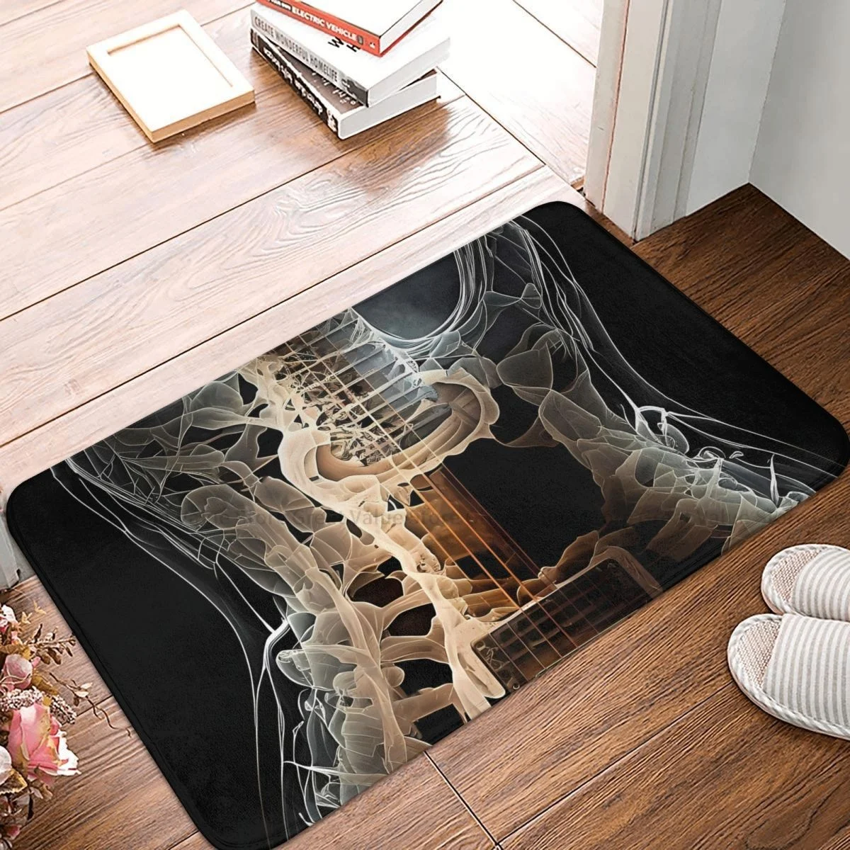 Music Guitar Non-slip Doormat Electric Bath Bedroom Mat Prayer Carpet Indoor Pattern Decor