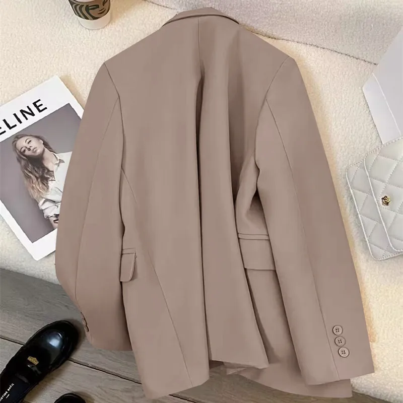 Winter Women Solid Formal Blazer Coat Female Long Sleeve Double Breasted Jacket Office Ladies Work Wear Blazer Female Outerwear