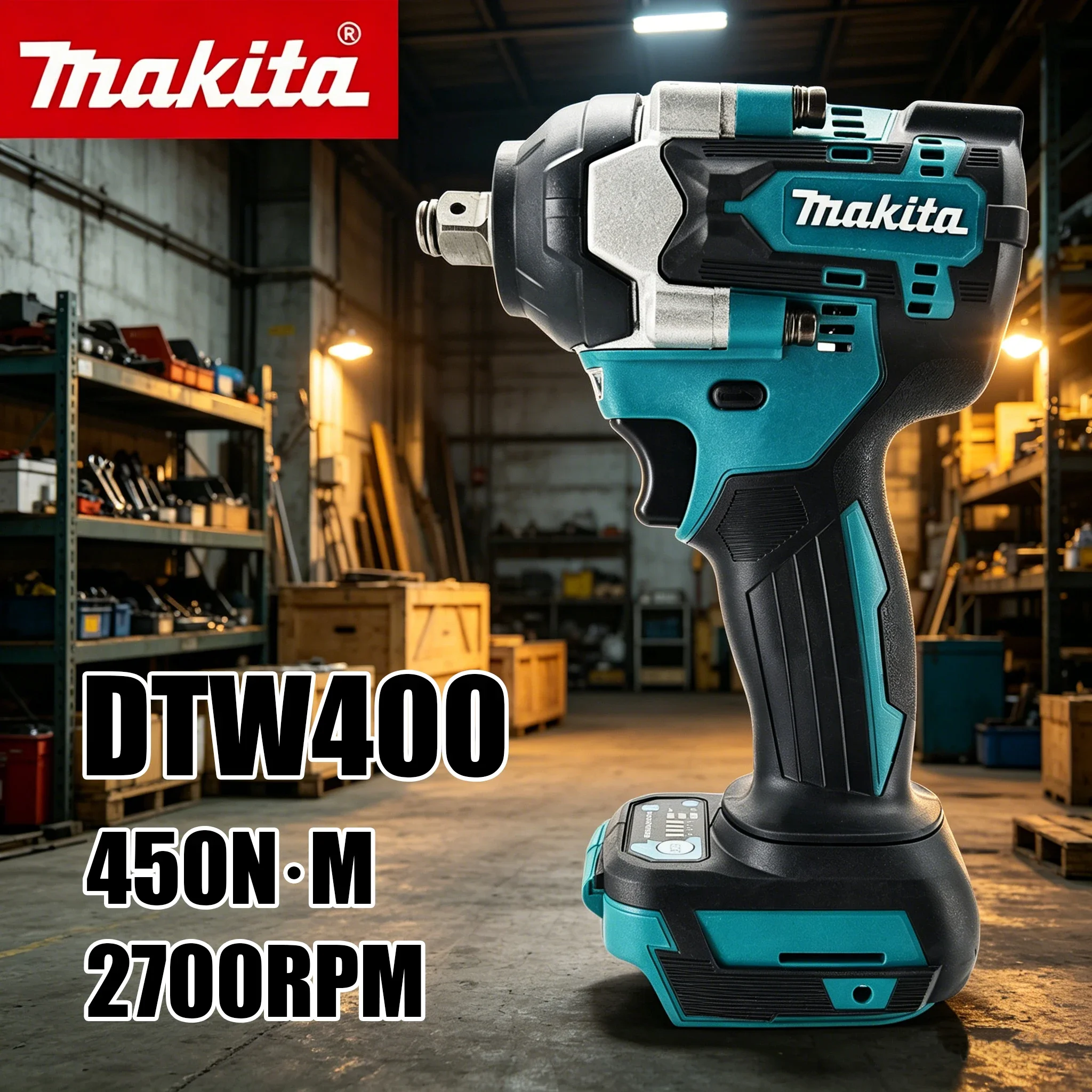 Makita 18V DTW400 450NM Bürstenloser Elektroschlagschrauber 1/2 Zoll Schraubendreher ﻿ Kabelloser Drehmoment-Elektrobohrer Elektrowerkzeug