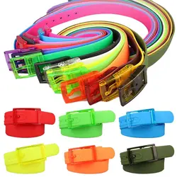 Fashion Women Candy Color Unisex Silicone Belt Square Pin Buckle Belts for Jeans Pants Chic Luxury Brand Waistband