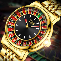 LIGE Creative Golden Mens Watches Roulette Game Dial Fashion Man Watch Waterproof Luminous Quartz Wristwatches Rolling Ball+Box