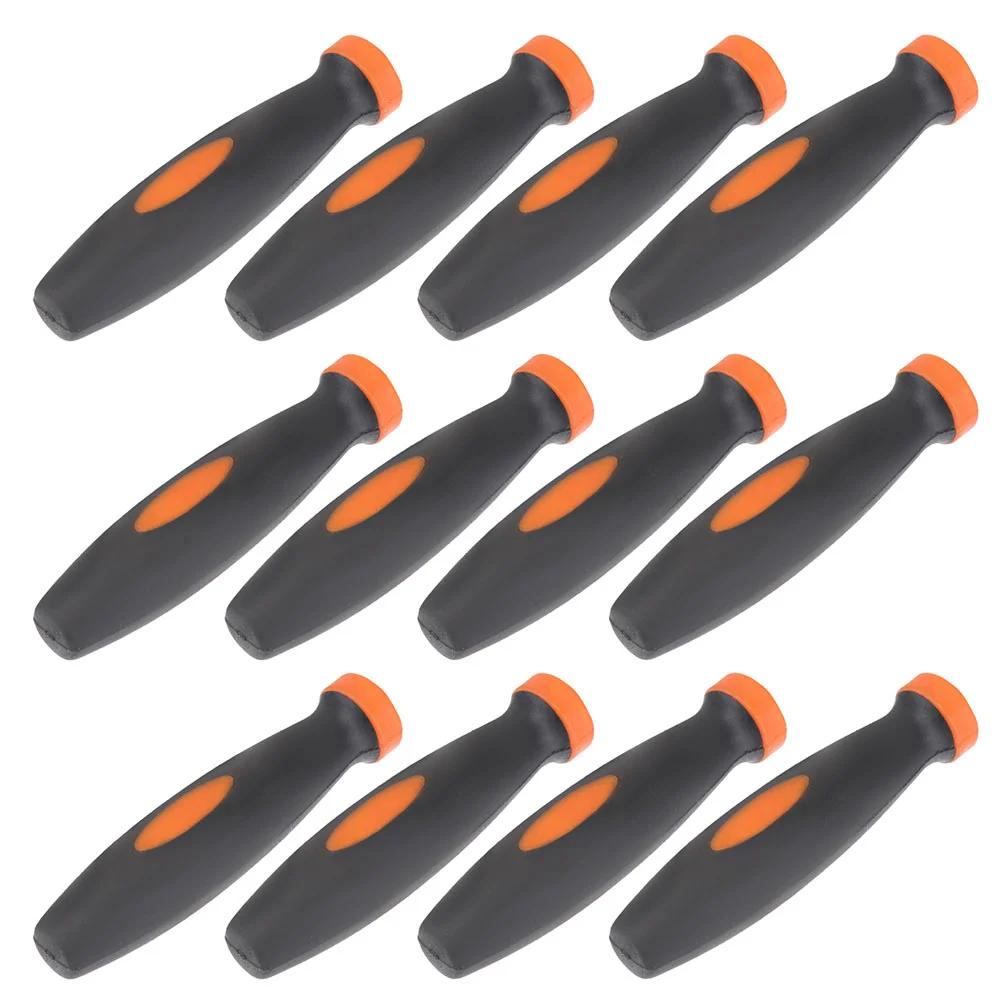 

12 Pcs Round File Handle Two-tone Files Tools Square Rubber Grip Replacement Drywall Grater