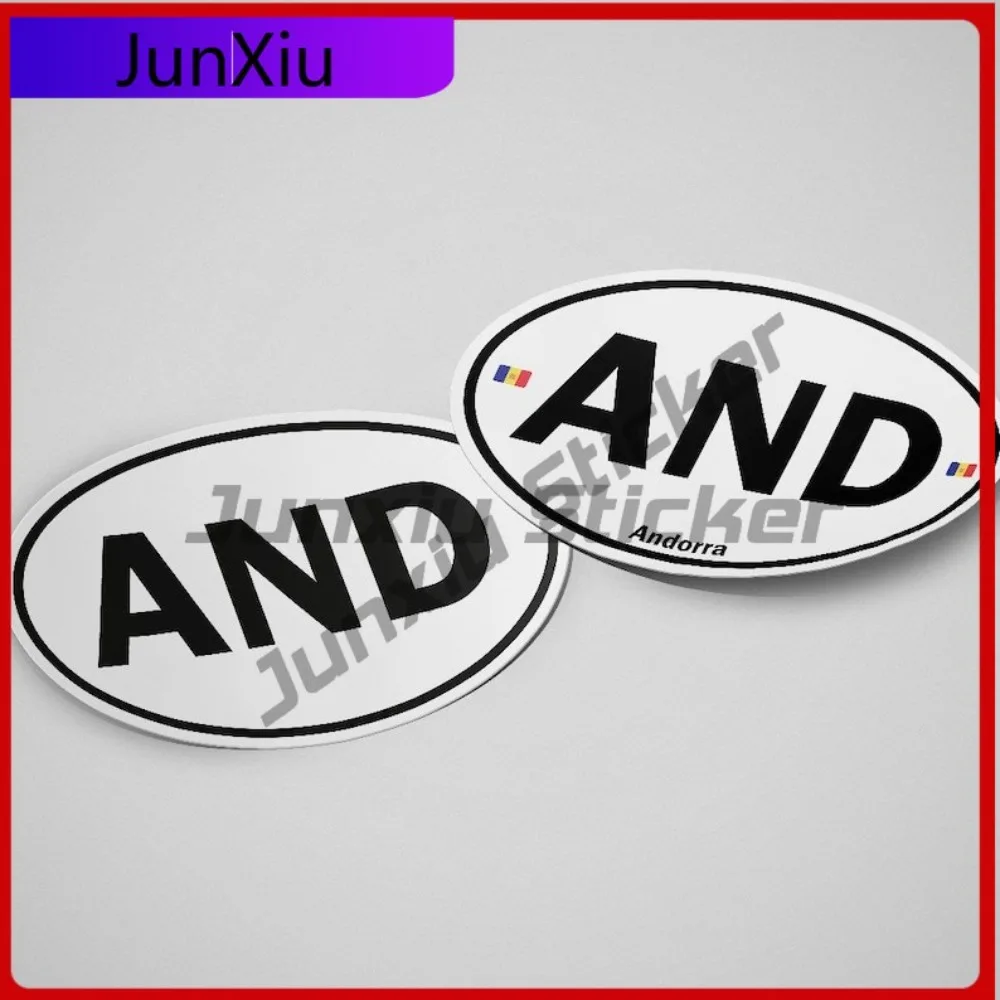 

Andorra Flag Sticker Oval-shaped White and Black Country Funny Car Windows Mobile Phones Anti UV Scratch Resistant Car Styling