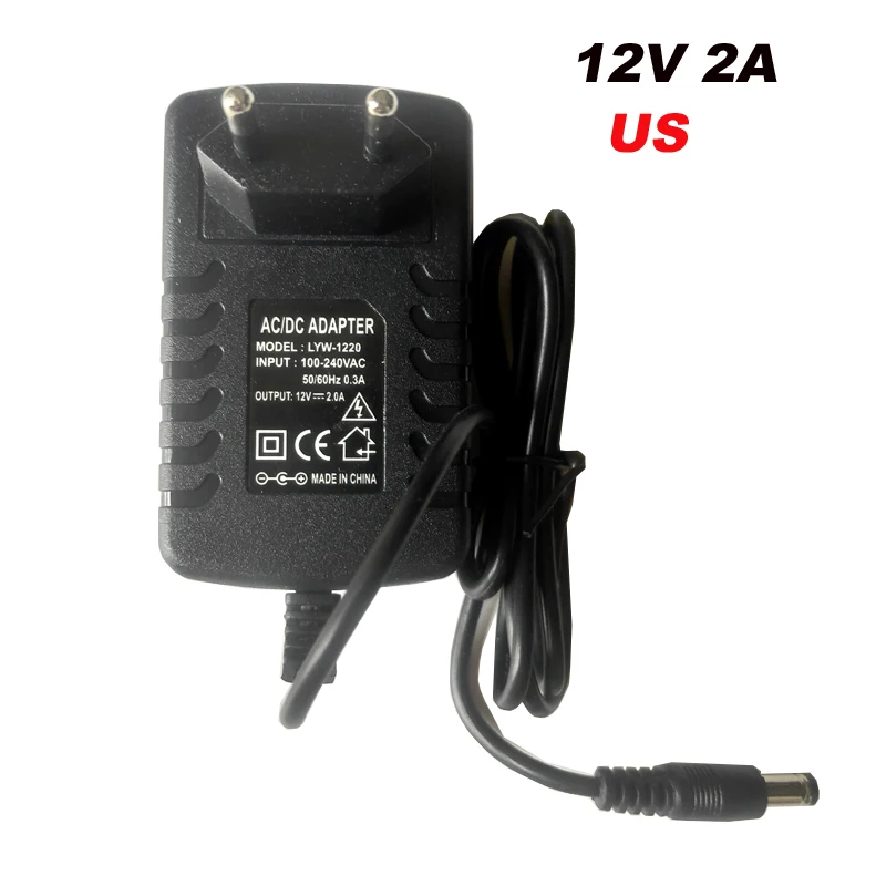 Euro 12V2A AC 110-240V To DC 12V 2A Power Adapter 5.5 * 2.5mm LED Power IC for Security Monitoring 3D Printing Power Pen