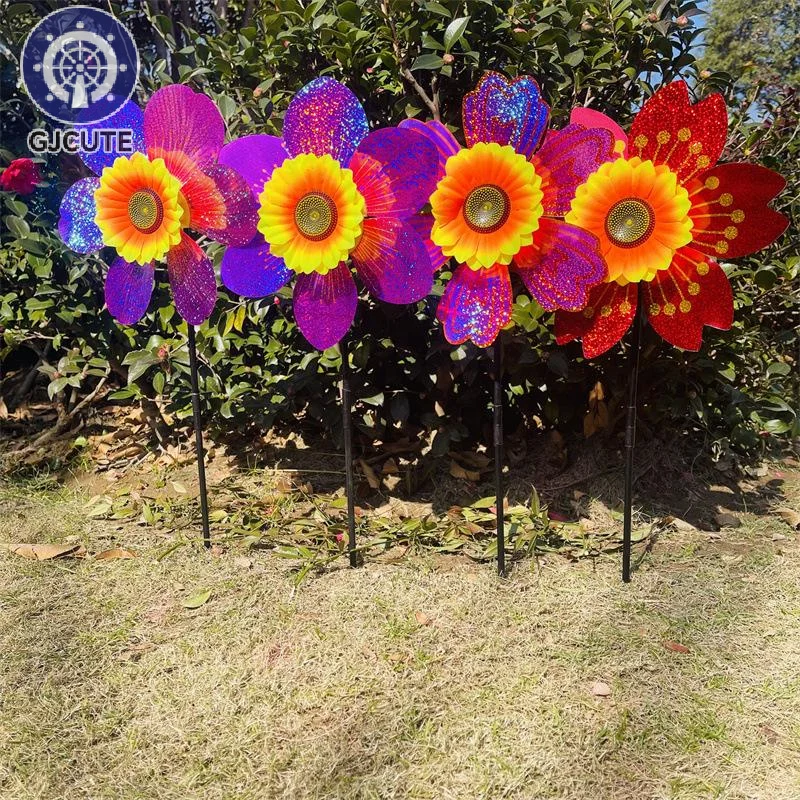 

Flower Shaped Carton Sequin Windmill Laser Handheld Pinwheel for Home Garden Outdoor Kids Decoration Toy