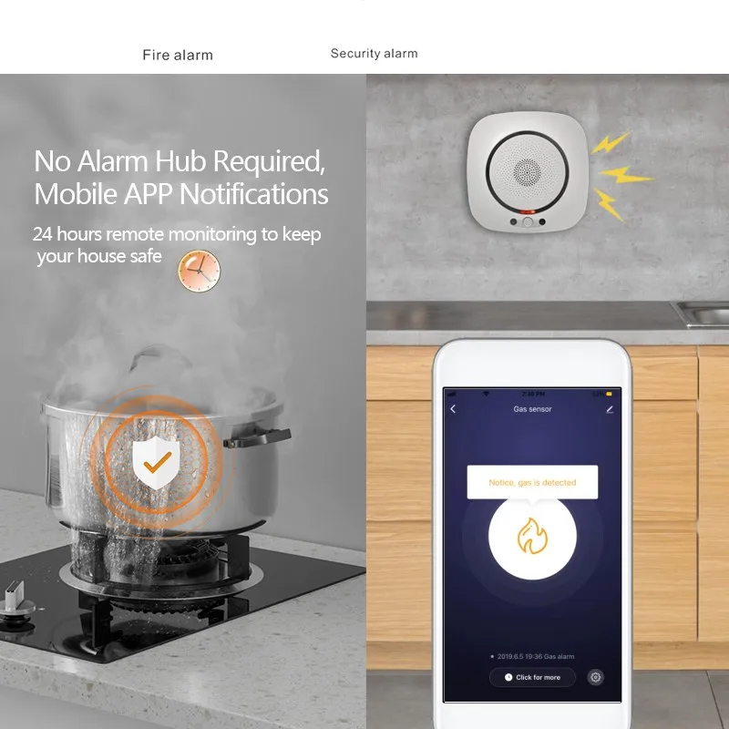 Smart Life Gas detektor Tuya Wireless Küche LPG Erdgas lecks ensor Smart life App Steuerung Arbeit mit Alexa Google Assistant – Detail 5