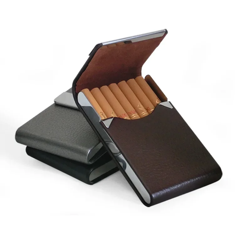 

Smoking Accessories Multifunction PU Cigar Storage Box Stainless Steel Cigarette Case Tobacco Holder 1 PC Card Cases