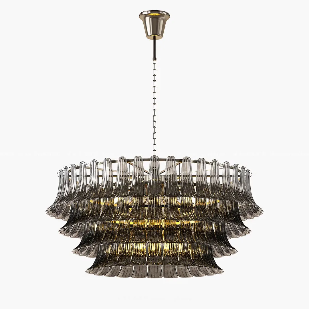 French Art Deco Designer Style Dining And Living Room Smoke Grey Petal Glass Pendant Light