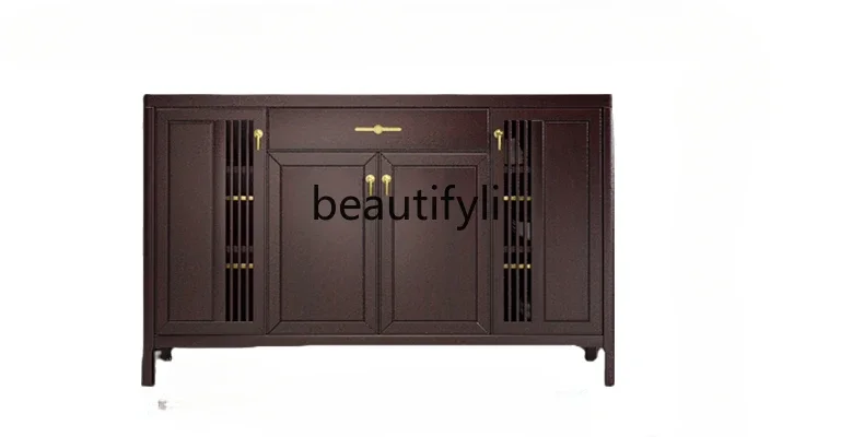 

V New Chinese Style Solid Wood Sideboard Living Room Tea Cabinet Modern Locker Storage Cabinet Integrated