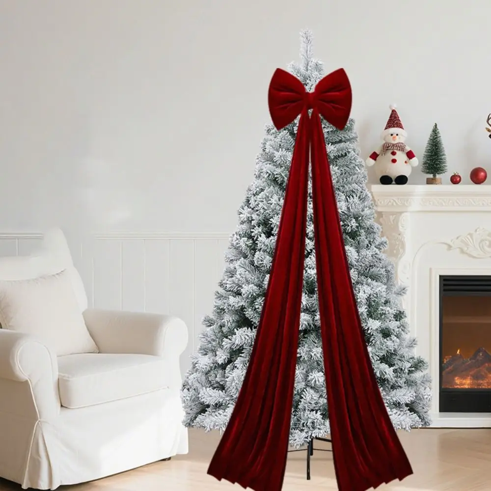 

Flocked Super Large Christmas Tree Bow Reusable DIY Shopping Mall Christmas Tree Bow Extended Ribbon Christmas Tree Decoration