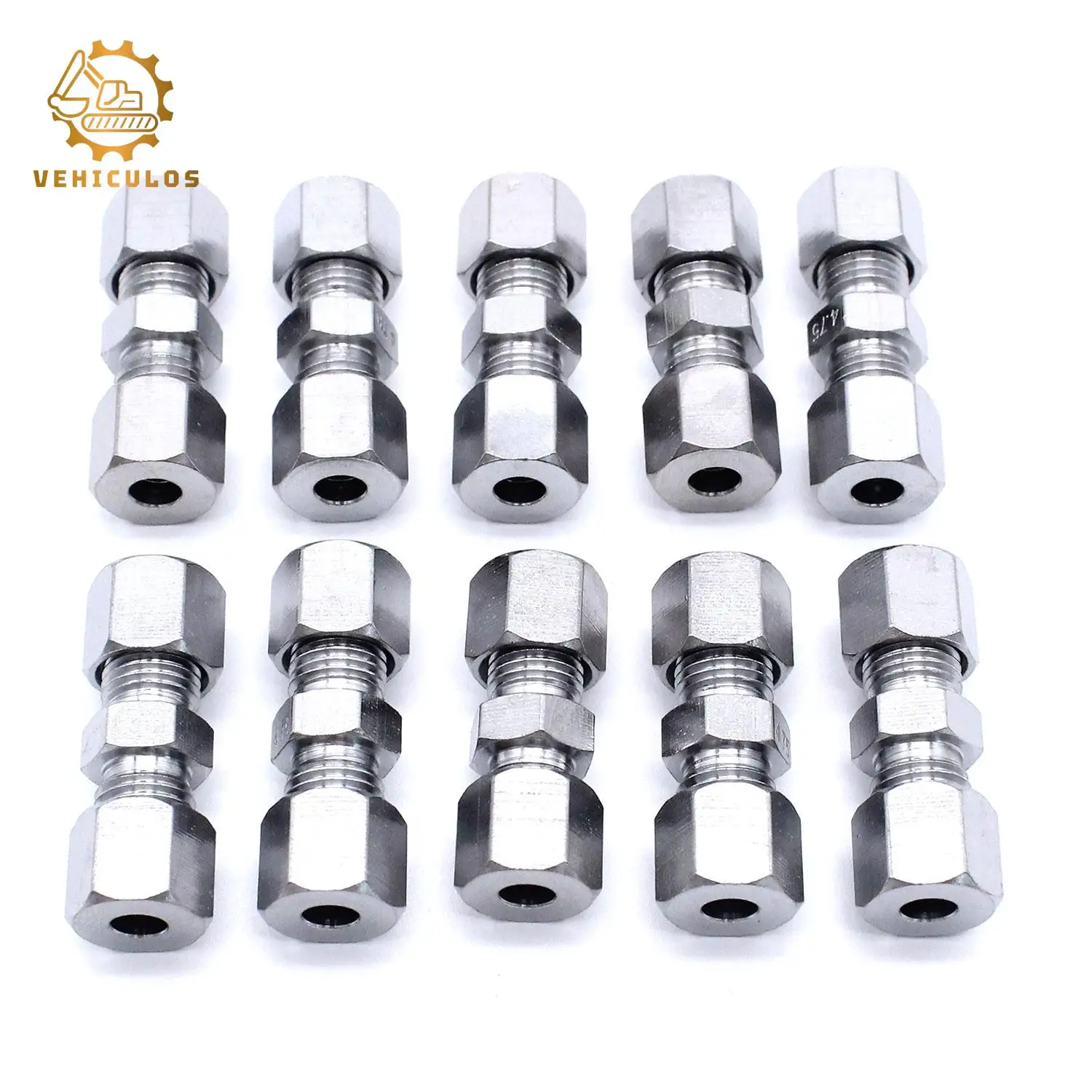 

10X Brake Line Fitting Connector 4.75mm For 3/16" Brake Pipe Tube Union Brass Adapter Without Flanging Universal Repair Kit