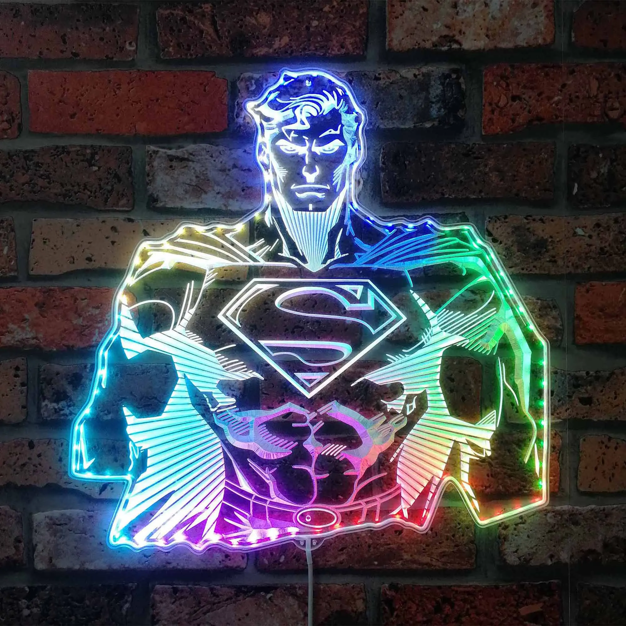 Superhero Dynamic RGB Edge Lit LED Sign, Game Room Decor, Gaming Night Light