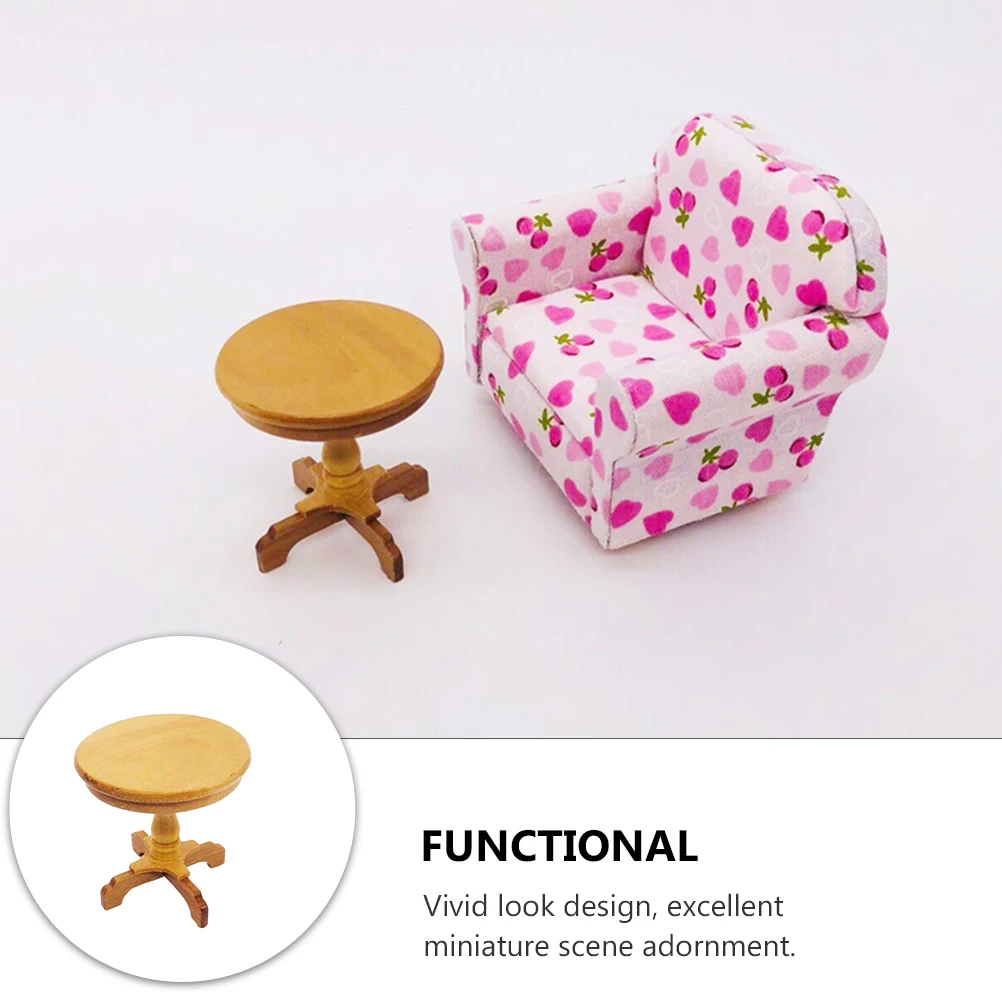 

Miniature Round Table House Decor Decoration Furniture Model Wooden Miniatures Accessories