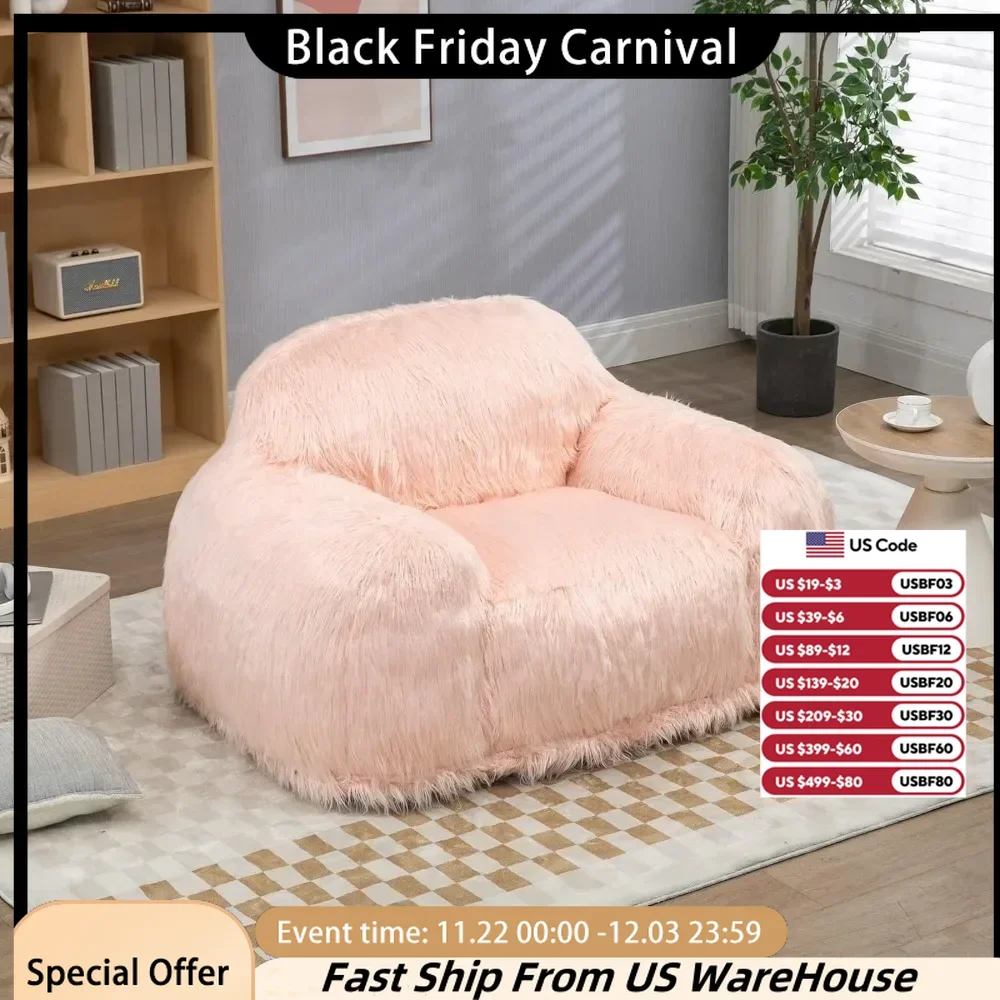 Beanbag Chair Lazy Long Hair Sofa Adult, Youth High-density Foam Filled Modern Focus Chair Living Room Furniture Bean Bag Sofas