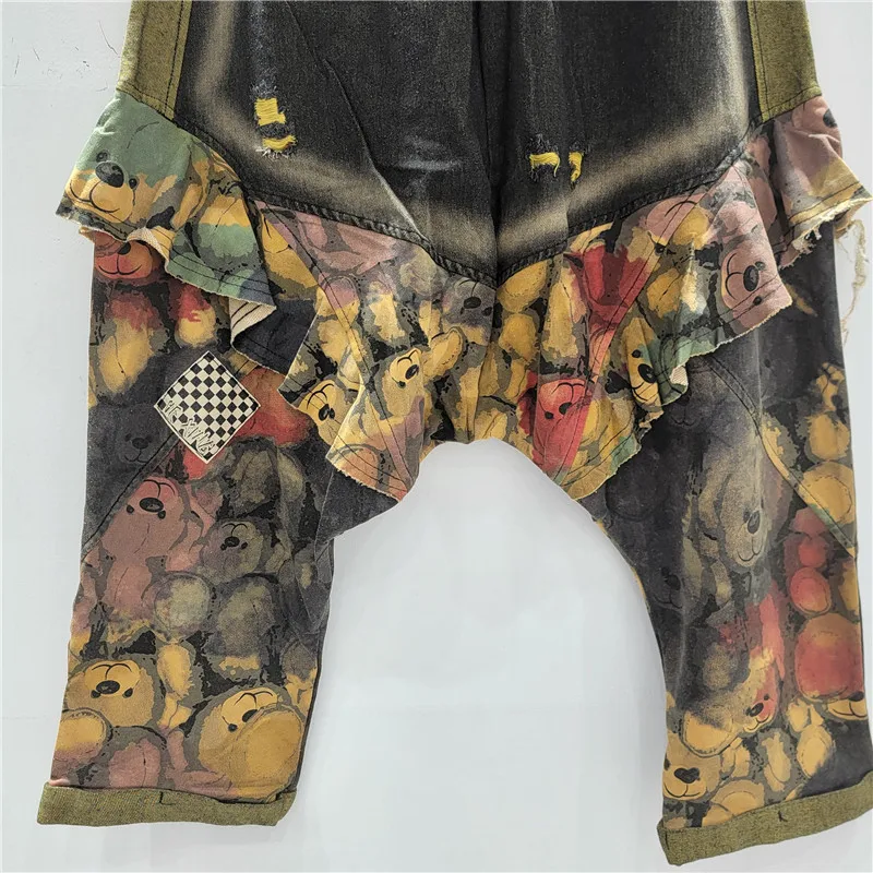 السراويل الفنية الرجعية. طباعة الأزهار، زخرفة كشكش وخصر مرن للحصول على أنيقة ومريحة. اتجاه 2025. #3