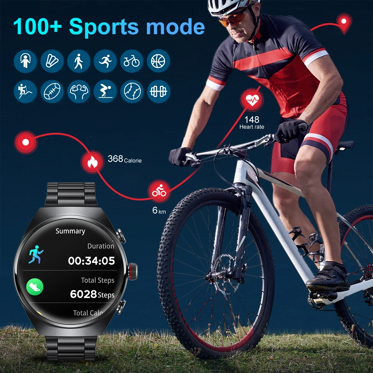 LIGE 2 In 1 TWS Earphones Smart Watch Waterproof Wireless Bluetooth Headset Call Health Blood Pressure Sports Music Smartwatch