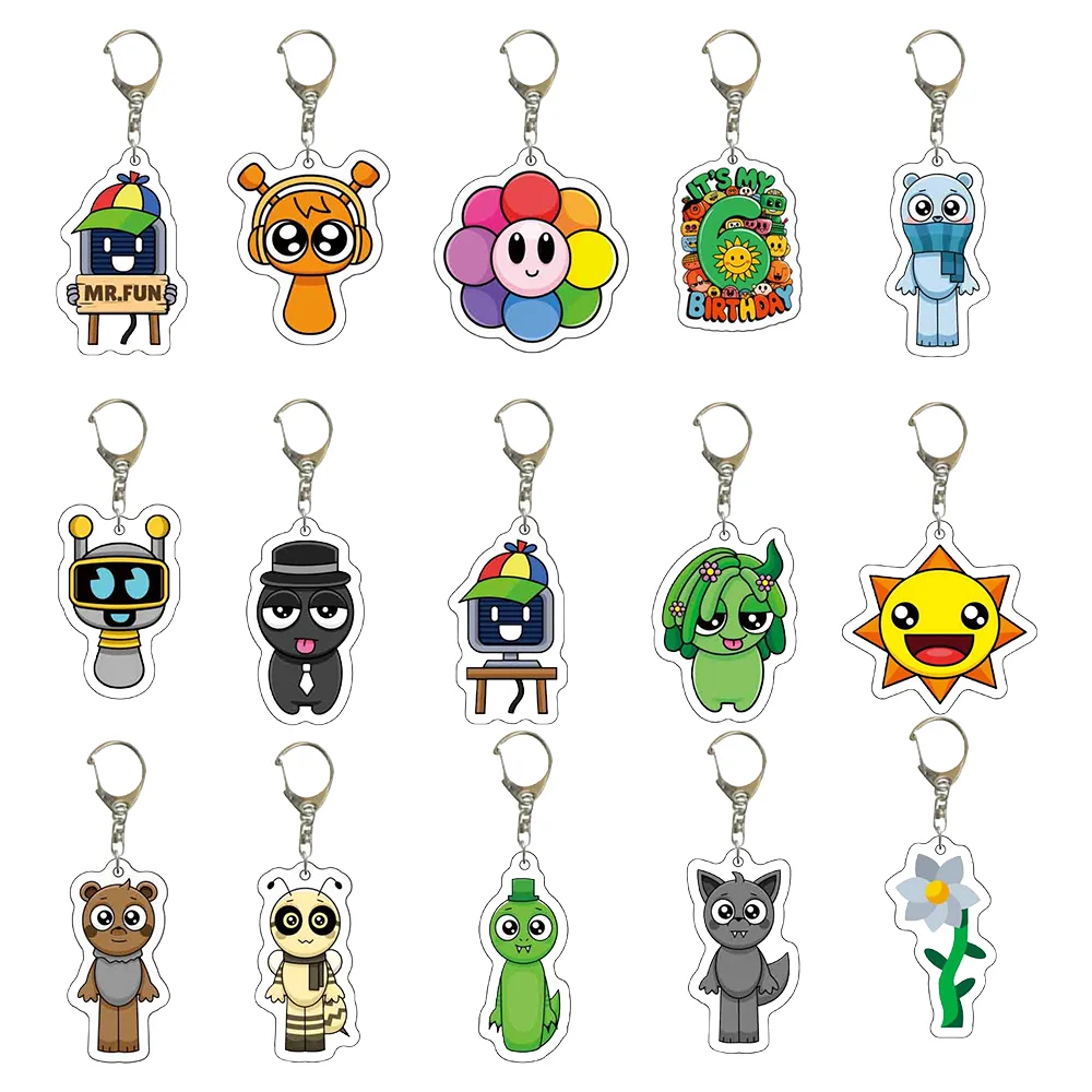Music Game Sprunki Phase 6cm Acrylic Keychain Raddy Clukr Funbot Backpack Ornamentation Accessories Gift Birthday Presents