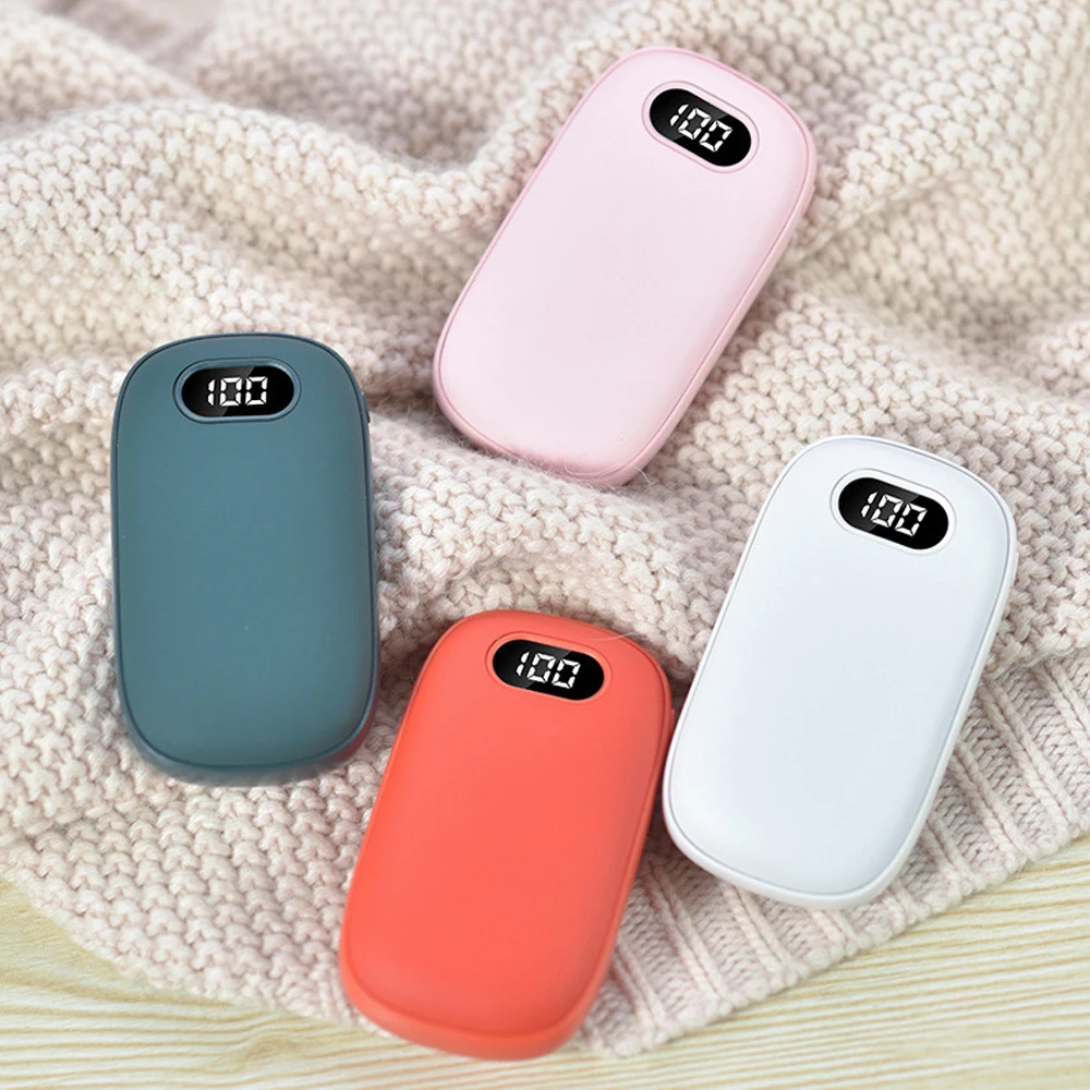 USB Hand Warmer Mobile Power Source 2 in1 Rechargeable Hand Warmer Hot water Bag With Digital Display Electric Heating Treasure