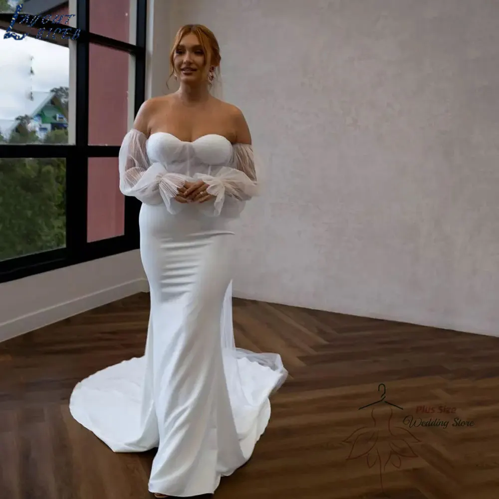 LAYOUT NICEB Elegant Sweetheart Neck Wedding Dresses Three Quarter Sleeves Bridal Gowns Mermaid Plus Size Vestido De Noiva 2024