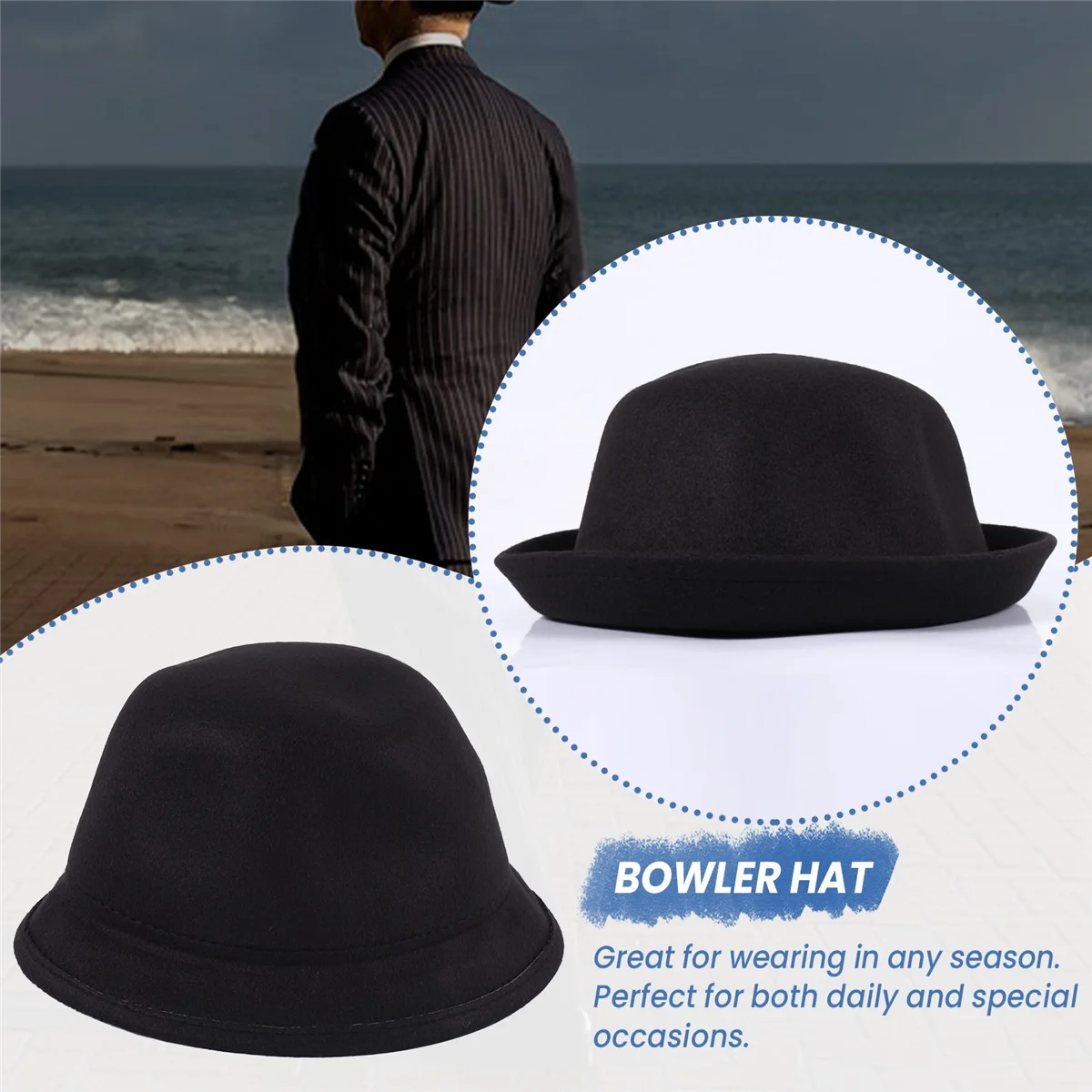 

AAA04R 1 шт., шляпа-котелок с дыней, шляпа-котелок, шляпа-котелок, фетровая шляпа, шляпа-чаплина, шляпа для верховой езды (черный)