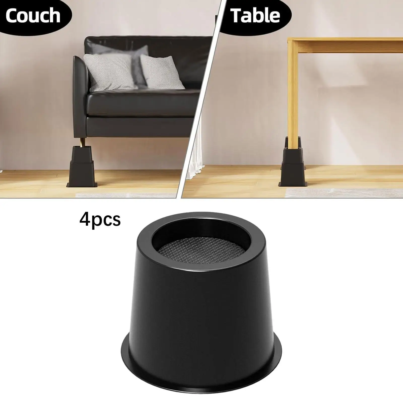 Bed Risers Non Slip Anti Scratch for Platform Bed Frame Elevators Furniture Risers 4 inch High for Sofa Desk Chair Table Cabinet