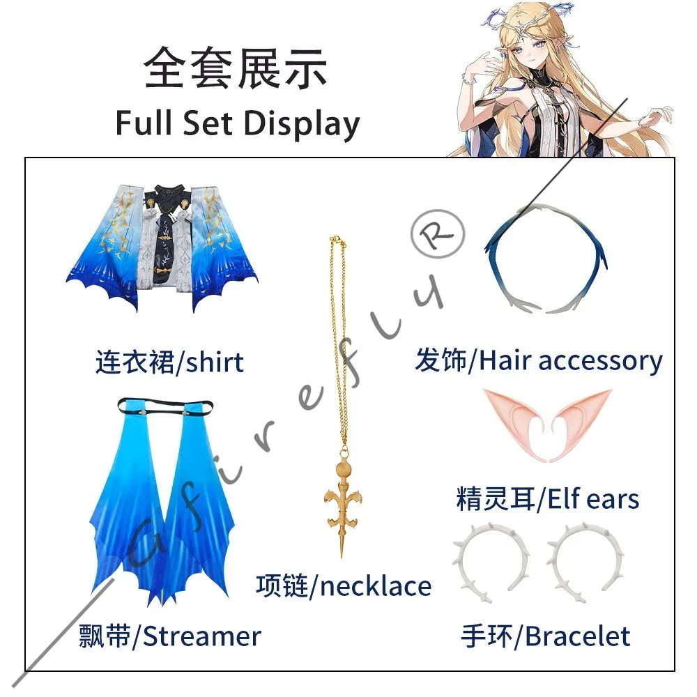 Wuthering Waves Cartethyia Cosplay Costume Exquisite Dress Accessories Wig Complete Halloween Stage Performance Costume