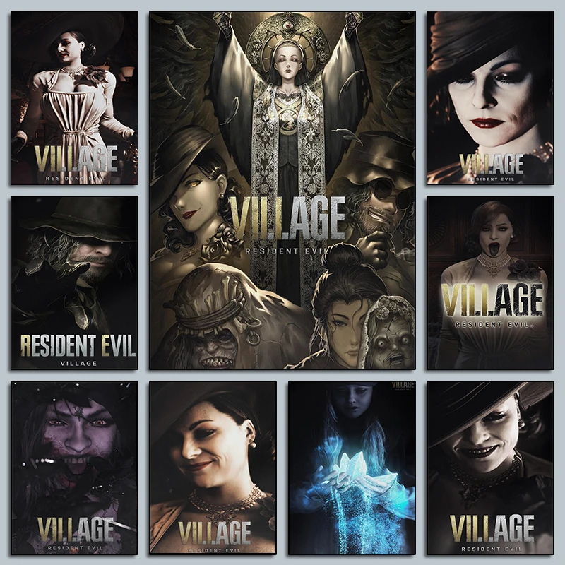 Affiches de Village résident maléfique de jeu vidéo classique, imprimés de stimulus terrifiants, peinture sur toile, images murales, décor de salon de maison