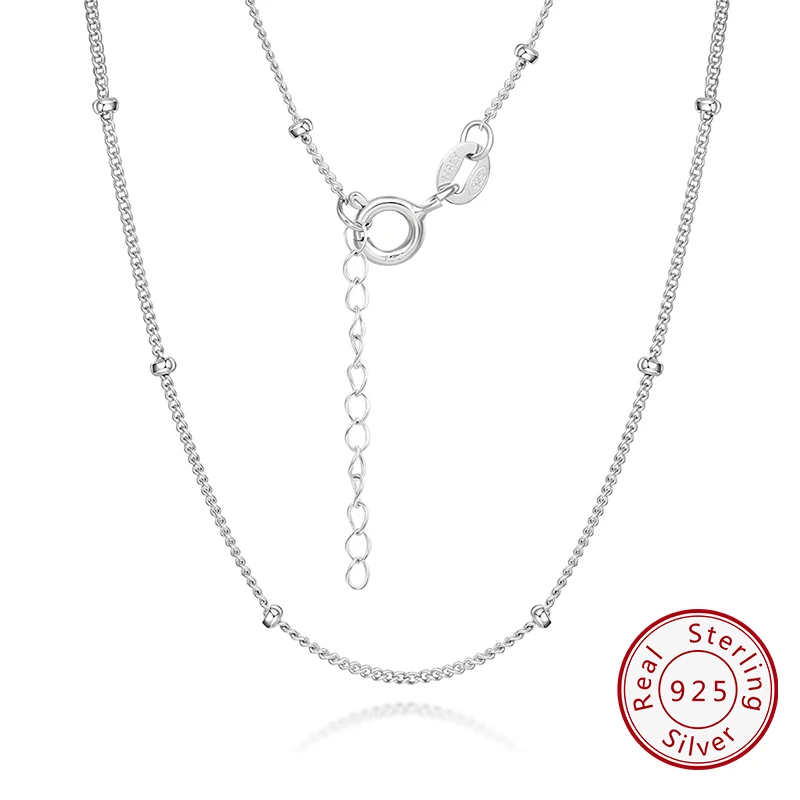 

KOSE JEWELS Genuine 925 Sterling Silver Side Chain with Small Ball Bead Necklace for Women Fashion Necklace Party Jewelry CN07