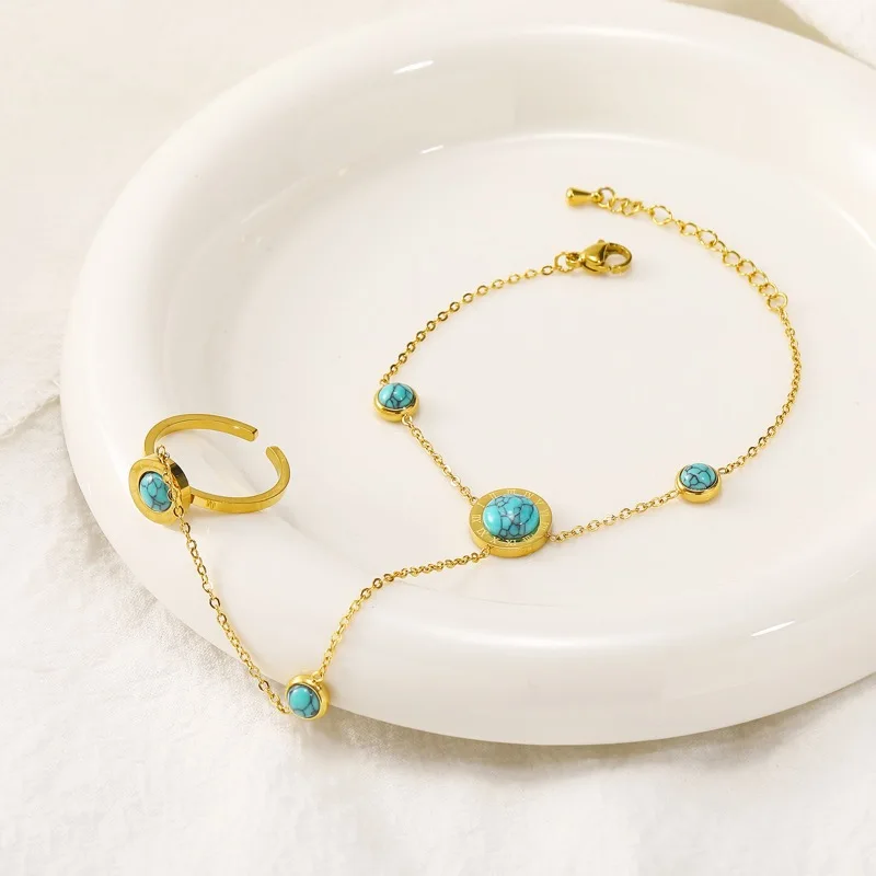 

Fashion Personalized Turquoise Stainless Steel Bracelet for Women 2024 New Korean Bracelet for Girls Party Jewelry Accessories