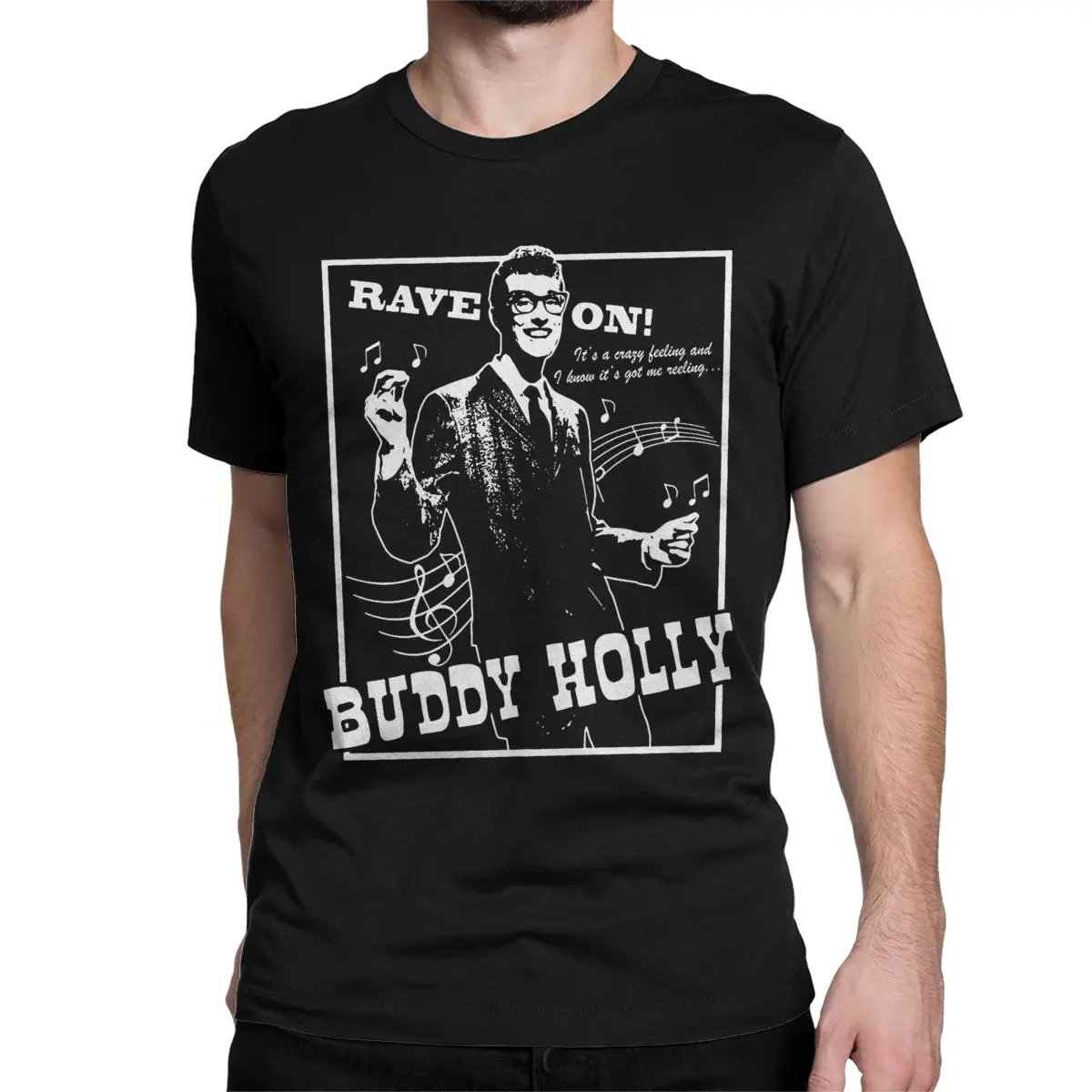 Buddy Holly Rock Music T-Shirt for Men Women Rap Funny Cotton Tee Shirt Round Neck Short Sleeve T Shirt Unique Tops