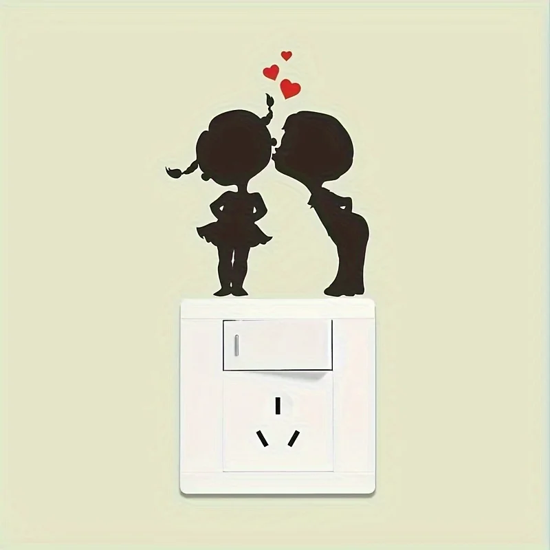 1pc Kissing Couple Themed Light Switch Wall Decal, Suitable for Light Switches, Sockets, Doors, Windows, Bedroom, Living Room