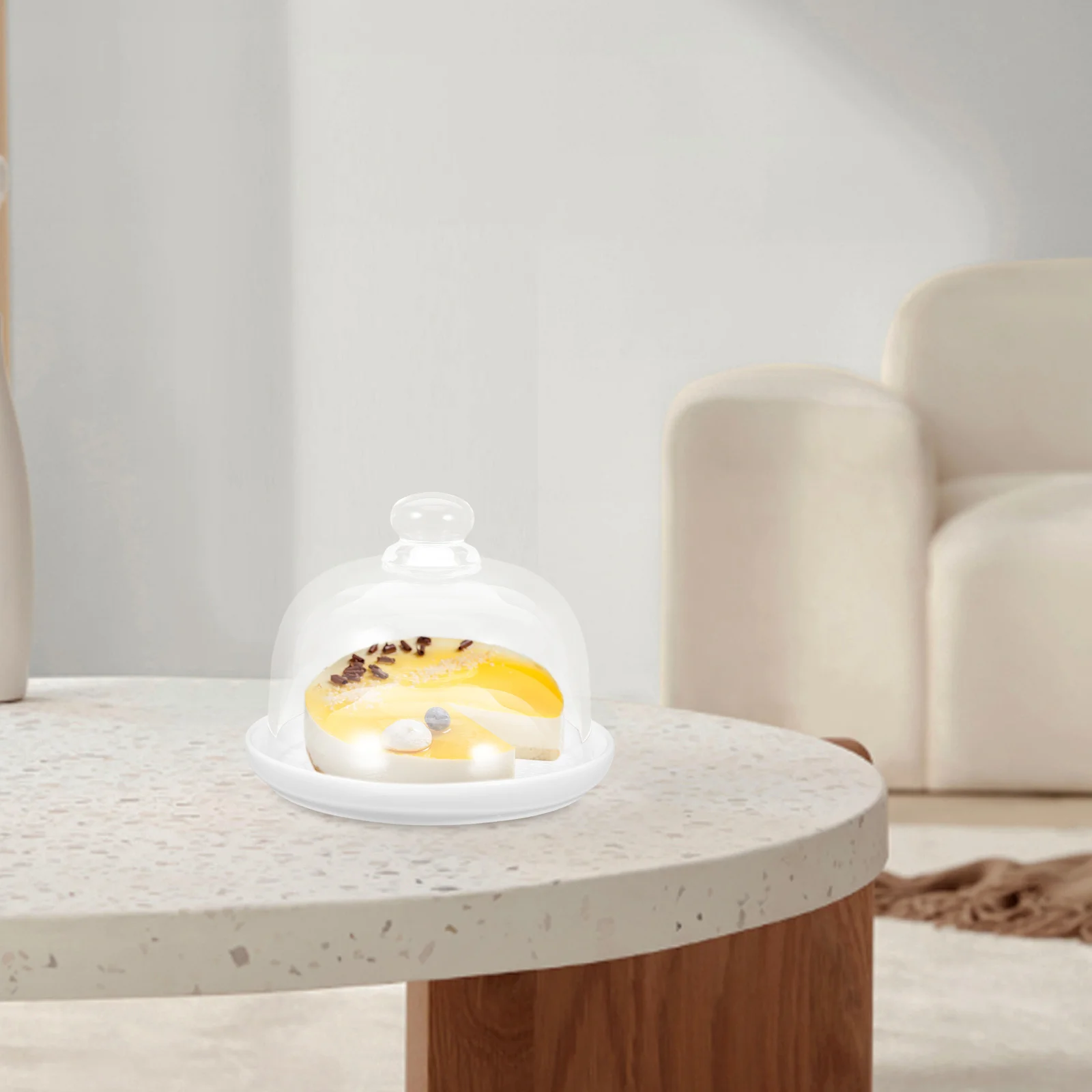 

1Set Ceramic Food Tray Glass Cover Cake Plate Protective Dessert Display Glass Cover Ceramic Food Tray