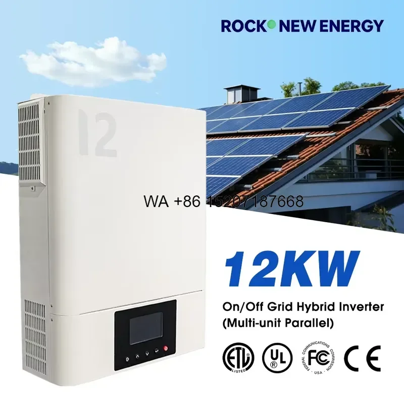 Wmwmnu 12kW Single Phase Hybrid Solar Inverter 12000W On Off Grid Energy Storage System ESS with WiFi for Home Backup