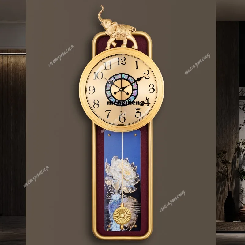 Bronze carving retro wall clock living room home fashion clock wall hanging quartz clock